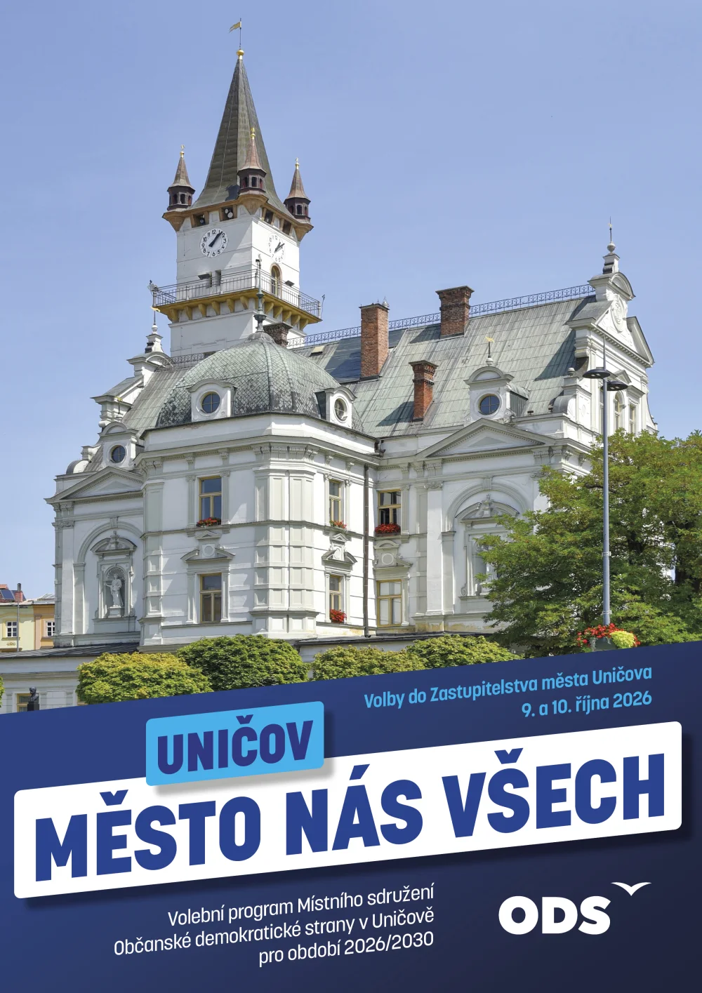 Titulní strana volebního programu ODS Uničov 2026 – Město nás všech